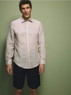 Reserved - Lniana koszula slim fit - beżowy