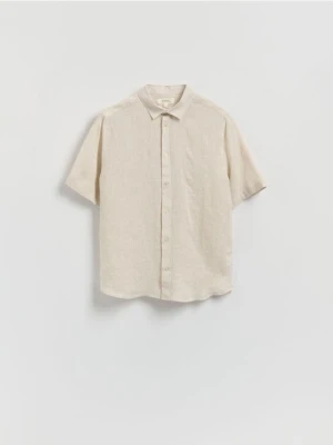 Reserved - Lniana koszula slim fit - beżowy