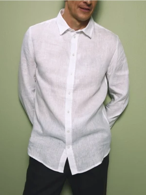 Reserved - Lniana koszula slim fit - biały