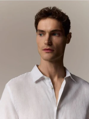 Reserved - Lniana koszula slim fit - biały