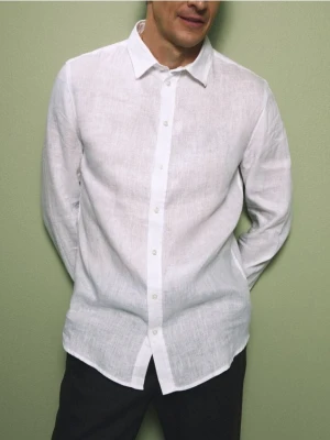 Reserved - Lniana koszula slim fit - biały