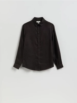 Zdjęcie produktu Reserved - Lniana koszula slim fit - ciemnobrązowy
