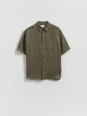 Reserved - Lniana koszula slim fit - zielony