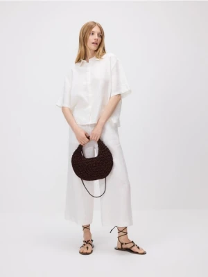 Reserved - Lniana koszula z krótkimi rękawami - biały