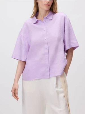 Reserved - Lniana koszula z krótkimi rękawami - fioletowy