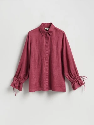 Reserved - Lniana koszula z wiązaniami - brudny róż