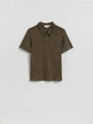 Reserved - Lniana koszulka polo - zielony