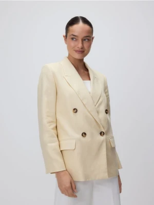 Reserved - Lniana marynarka - jasnożółty