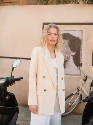 Reserved - Lniana marynarka - jasnożółty