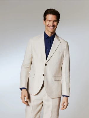 Reserved - Lniana marynarka regular fit - beżowy