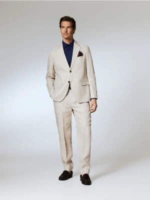 Reserved - Lniana marynarka regular fit - beżowy