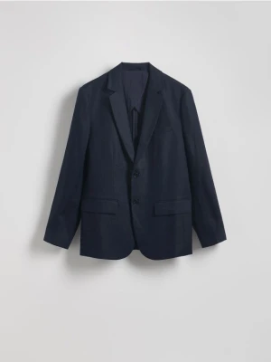 Reserved - Lniana marynarka regular fit - granatowy