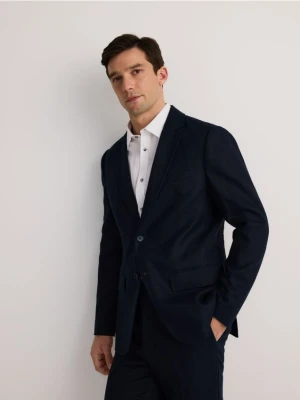 Reserved - Lniana marynarka regular fit - granatowy