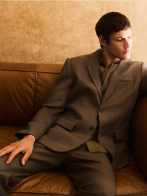 Reserved - Lniana marynarka regular fit - zielony