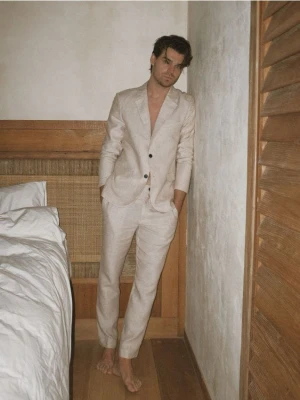 Reserved - Lniana marynarka slim fit - beżowy