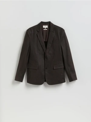 Reserved - Lniana marynarka slim fit - ciemnobrązowy