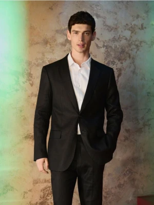 Reserved - Lniana marynarka slim fit - czarny