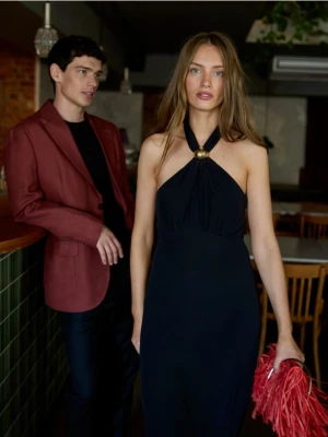 Reserved - Lniana marynarka slim fit - miedziany