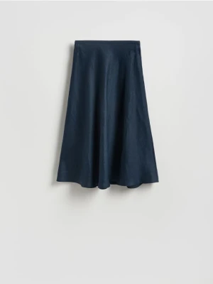Reserved - Lniana spódnica - granatowy