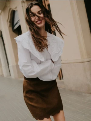 Reserved - Lniana spódnica mini - brązowy