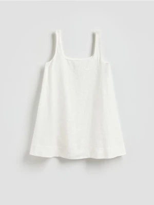 Reserved - Lniana sukienka mini - biały