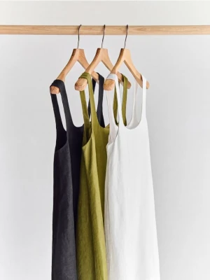 Reserved - Lniana sukienka mini - biały