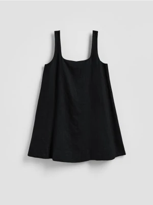 Reserved - Lniana sukienka mini - czarny