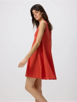 Reserved - Lniana sukienka mini - pomarańczowy