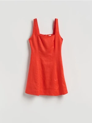 Reserved - Lniana sukienka mini - pomarańczowy