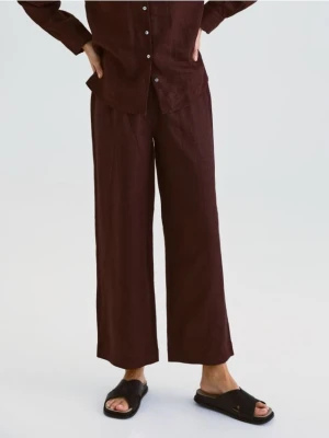 Reserved - Lniane spodnie - ciemnobrązowy
