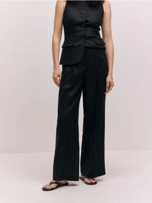 Reserved - Lniane spodnie - czarny