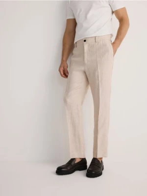 Reserved - Lniane spodnie garniturowe - beżowy