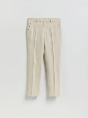 Reserved - Lniane spodnie garniturowe - beżowy