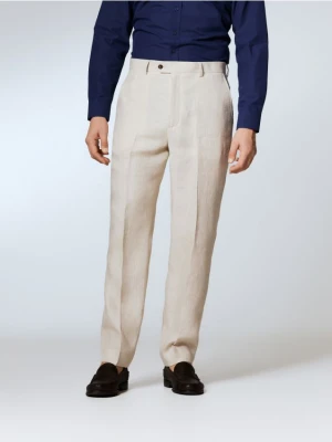 Reserved - Lniane spodnie garniturowe - beżowy