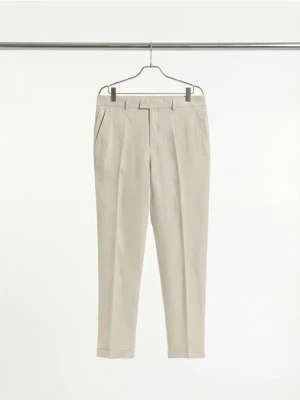 Reserved - Lniane spodnie garniturowe - beżowy