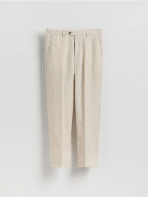 Reserved - Lniane spodnie garniturowe - beżowy