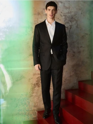 Reserved - Lniane spodnie garniturowe - czarny