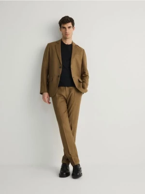 Reserved - Lniane spodnie garniturowe slim - brązowy
