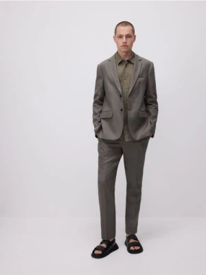 Reserved - Lniane spodnie regular fit - zielony