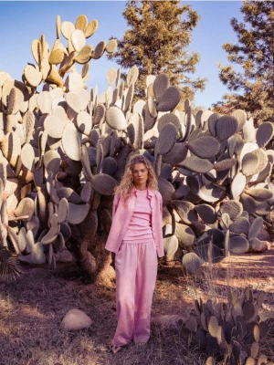 Reserved - Lniane spodnie - różowy