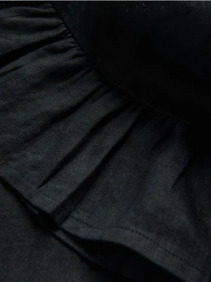 Reserved - Lniane spodnie z falbankami - czarny