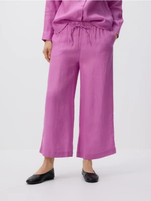 Reserved - Lniane spodnie z wiązaniem - fioletowy