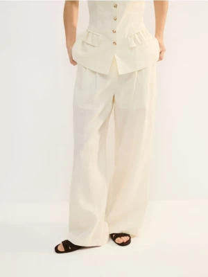 Reserved - Lniane spodnie - złamana biel