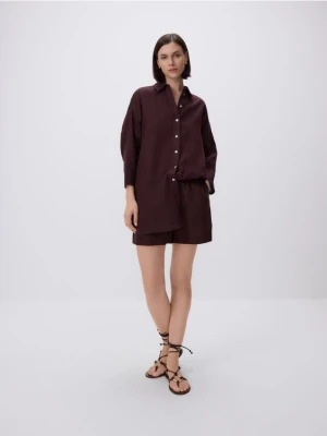 Reserved - Lniane szorty - ciemnobrązowy