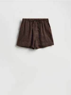Reserved - Lniane szorty - ciemnobrązowy