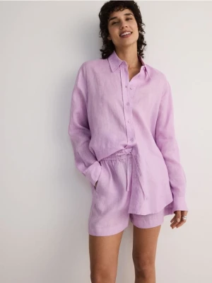 Reserved - Lniane szorty - fioletowy