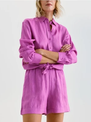 Reserved - Lniane szorty - fioletowy