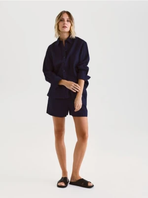 Reserved - Lniane szorty - granatowy