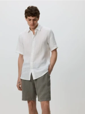 Reserved - Lniane szorty jogger - jasny zielony