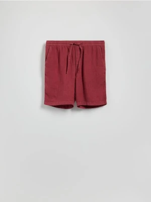 Reserved - Lniane szorty jogger - miedziany